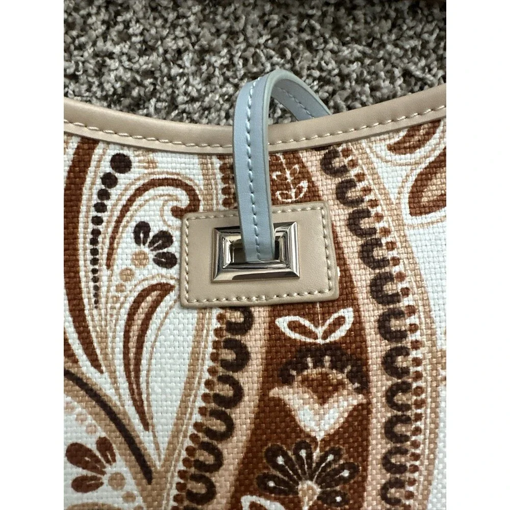 Spartina 449 Tapestry And Leather Bucket Bag Shoulder Purse